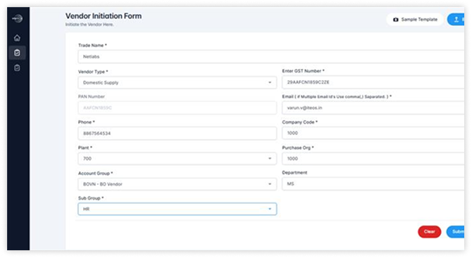 Supplier onboarding connected to SAP product interface